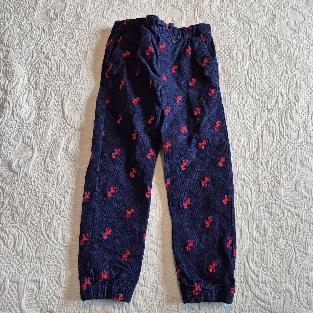 Hanna Andersson boys size 120 or 6-7 navy cords with embroidered moose, lined